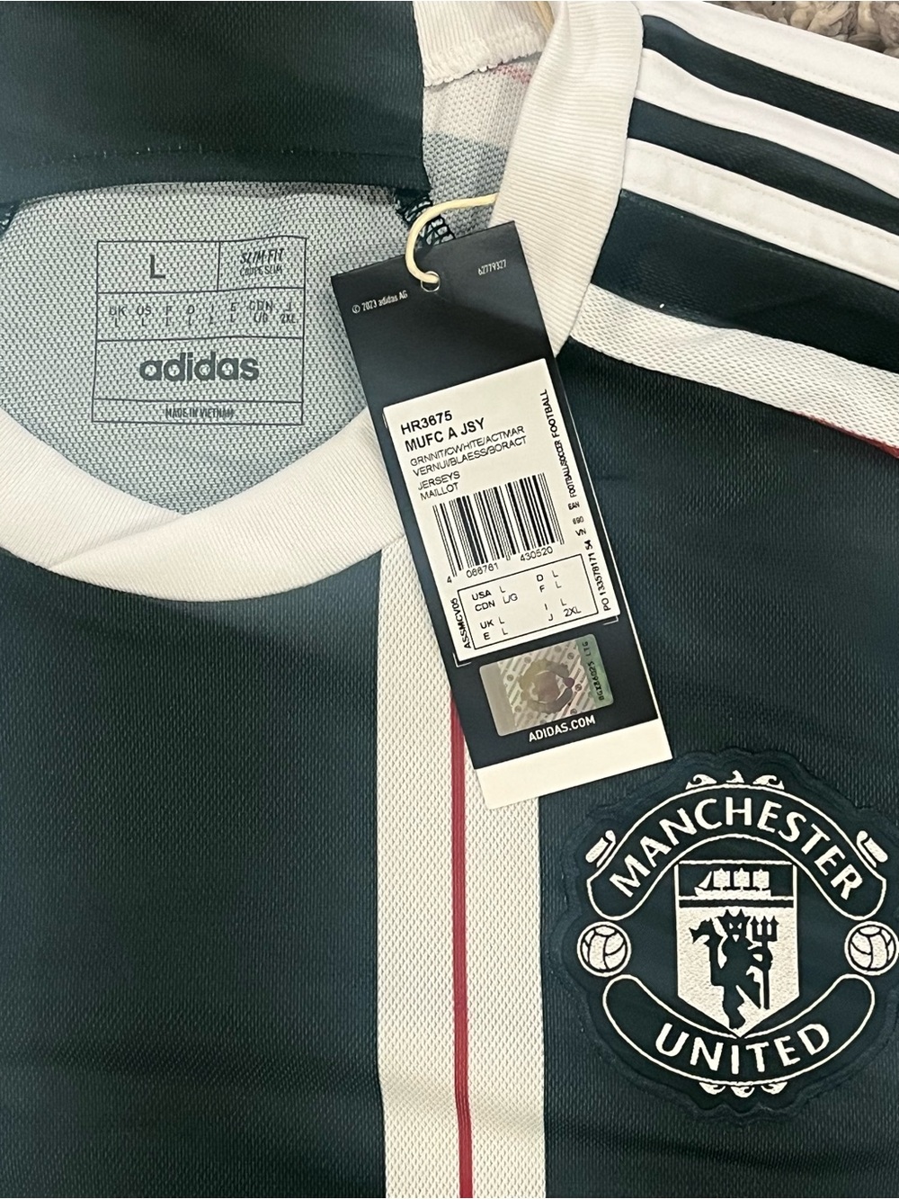 ⚽️NEW⚽️Authentic Adidas - MANCHESTER UNITED 2023/2024 AWAY JERSEY - Size Large - Picture 2 of 5
